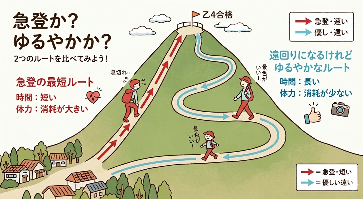🌿回り道ルートはなぜ合理的なのか|乙4が不安な人のためのやさしい進み方 | あゆむの資産運用